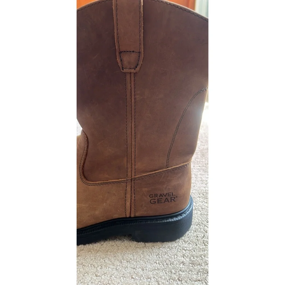 Gravel Gear Mens Wellington Work Boots Tan Leather / size 8